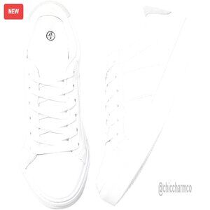 Women's PU Leather Sneakers, Lace-Up Casual Shoes, Non-Slip Sole